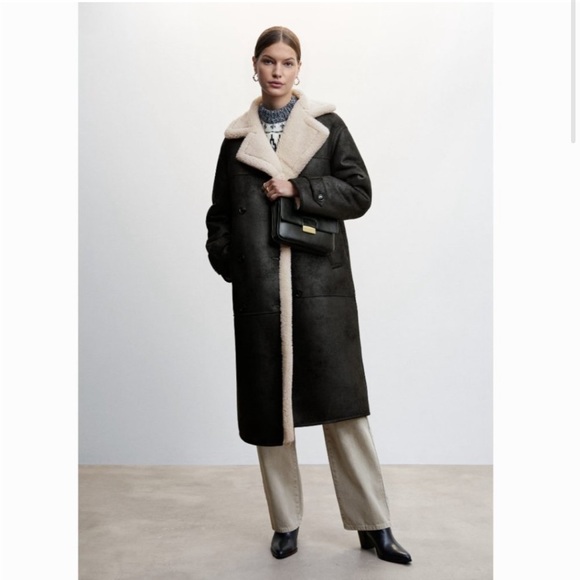 MANGO Oversized Faux Shearling coat size XS - Picture 2 of 8